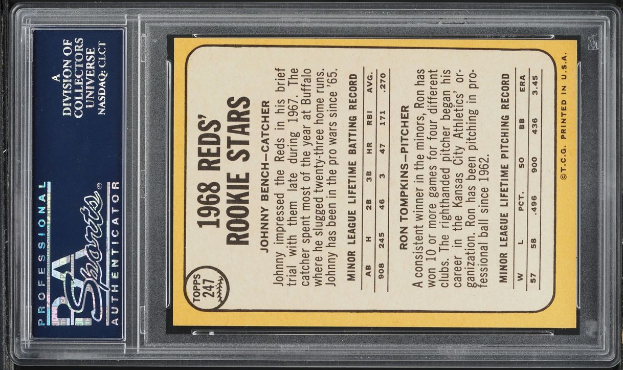 1968 Topps Johnny Bench ROOKIE #247 PSA 9 MINT