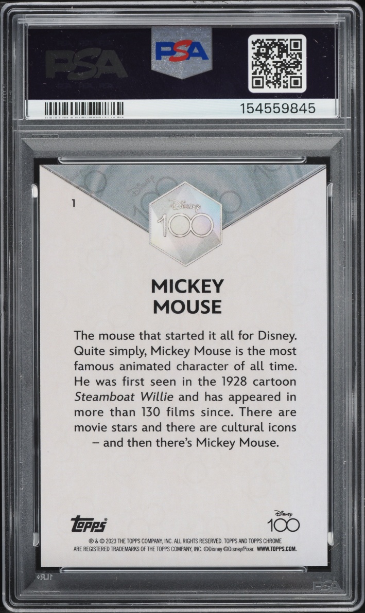 2023 Topps Chrome Disney 100 Mickey Mouse #1 PSA 10 GEM MINT