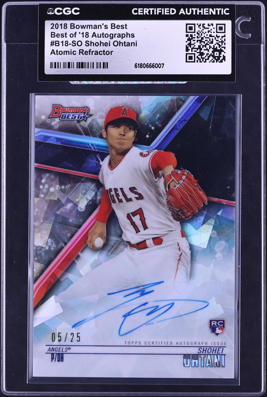 2018 Bowman's Best Atomic Refractor Shohei Ohtani ROOKIE AUTO /25 #B18-SO CGC AUTH