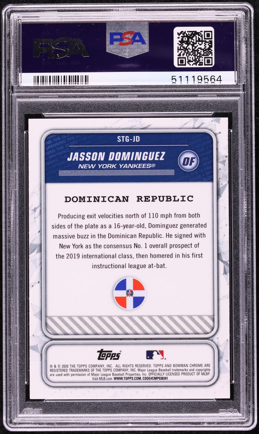 2020 Bowman Chrome Spanning The Globe Jasson Dominguez PROSPECT #STG-JD PSA 10
