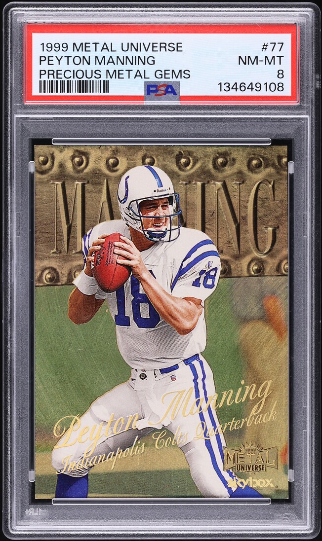1999 Metal Universe Precious Metal Gems PMG Peyton Manning /50 #77 PSA 8 NM-MT