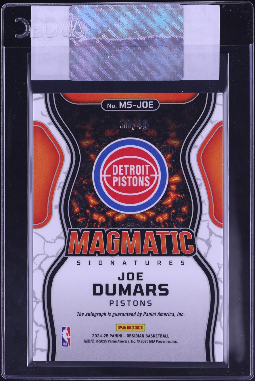 2024 Panini Obsidian Magmatic Electric Etch Purple Flood Joe Dumars AUTO /49 #MS-JOE CGC AUTH