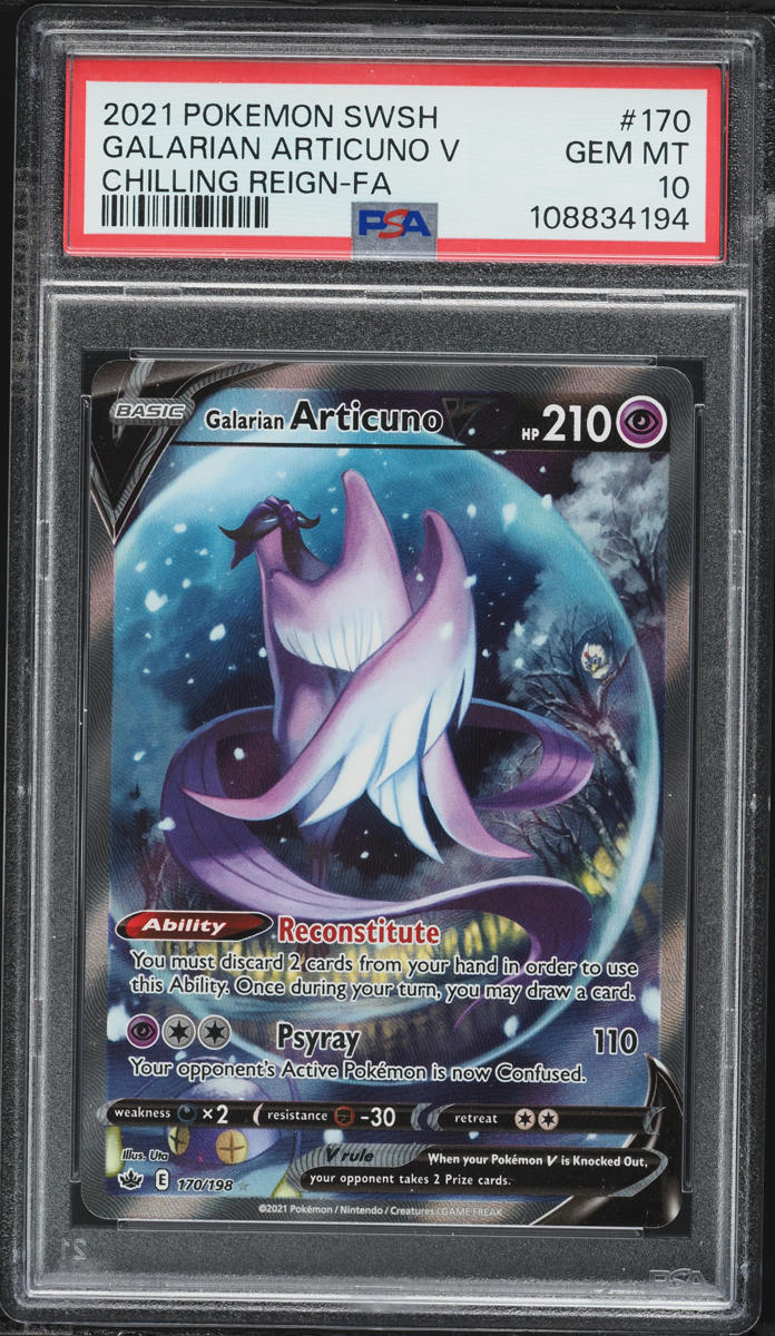 2021 Pokemon Sword & Shield Chilling Reign Alt Art Galarian Articuno V #170 PSA 10 GEM MINT