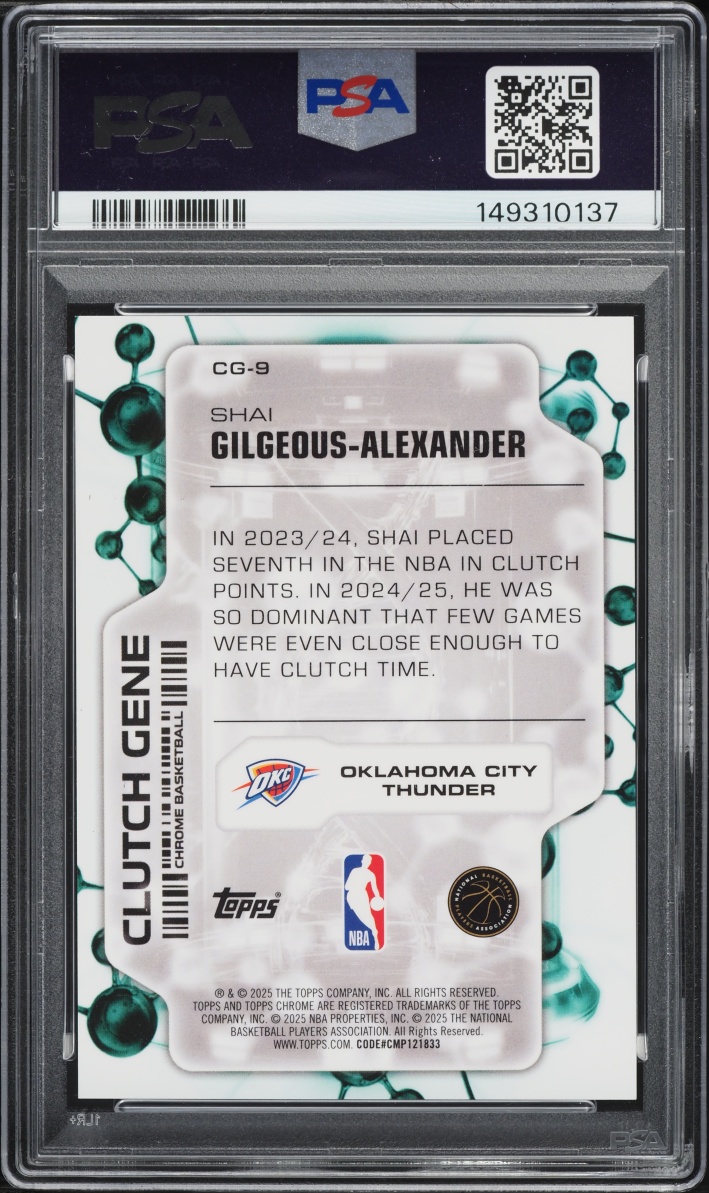 2025 Topps Chrome Clutch Gene Orange Geometric Shai Gilgeous-Alexander /25 #CG-9 PSA 10 GEM