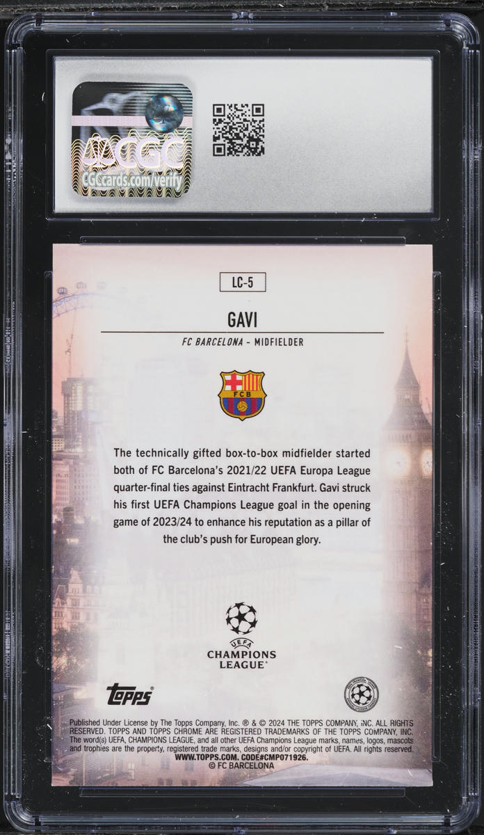 2023 Topps Chrome UEFA Club Competitions London Calling Calling Gavi #LC-5 CGC 9