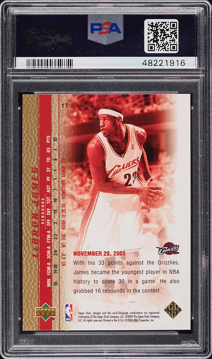 2003 Upper Deck Phenomenal Beginning Gold LeBron James ROOKIE #17 PSA 10 GEM
