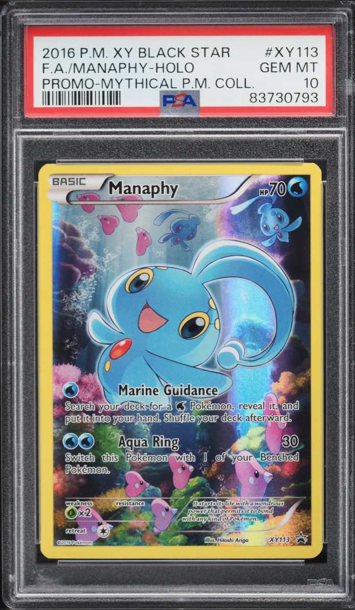 2016 Pokemon XY Black Star Promo Mythical Collection Full Art Manaphy #XY113 PSA 10 GEM MINT