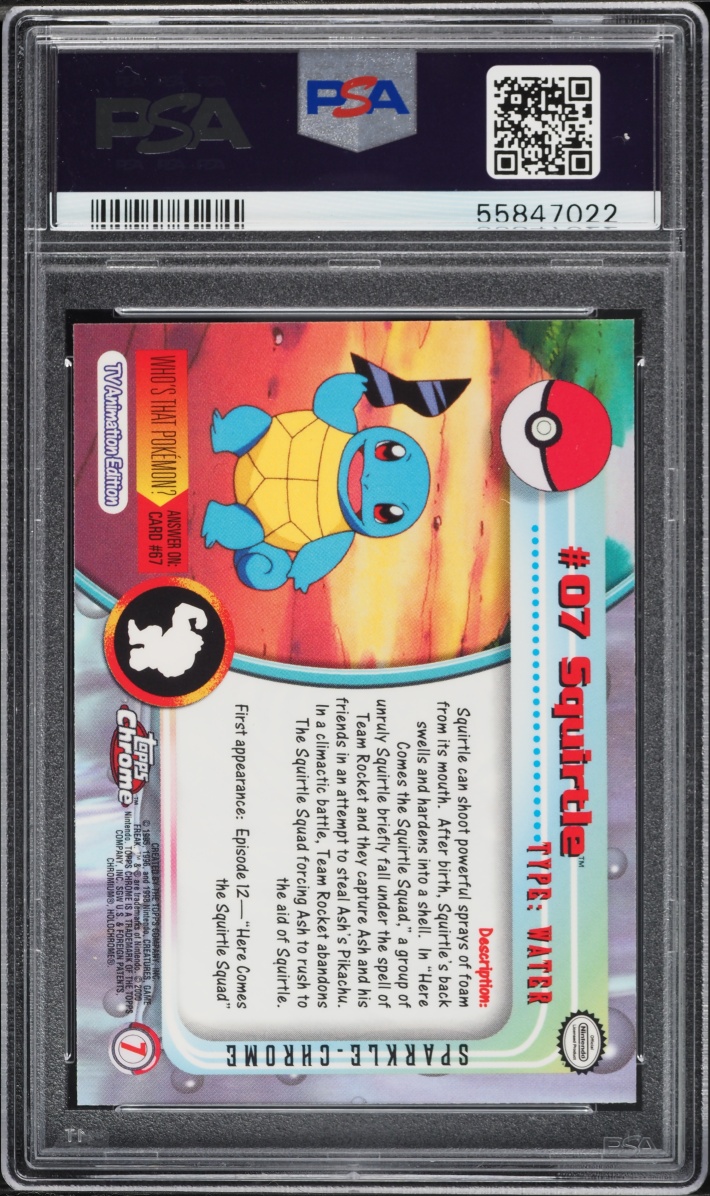 2000 Topps Chrome Pokemon Series 1 Sparkle Squirtle #7 PSA 10 GEM MINT