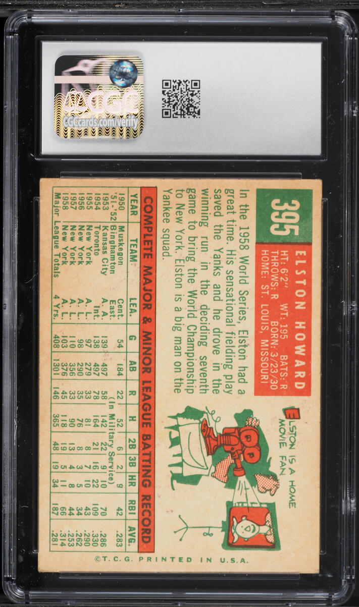 1959 Topps Elston Howard #395 CGC 5 EX