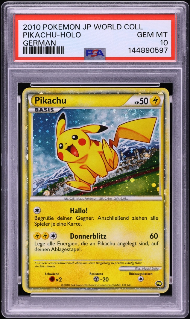 2010 Pokemon German World Collection Holo Pikachu PSA 10 GEM MINT