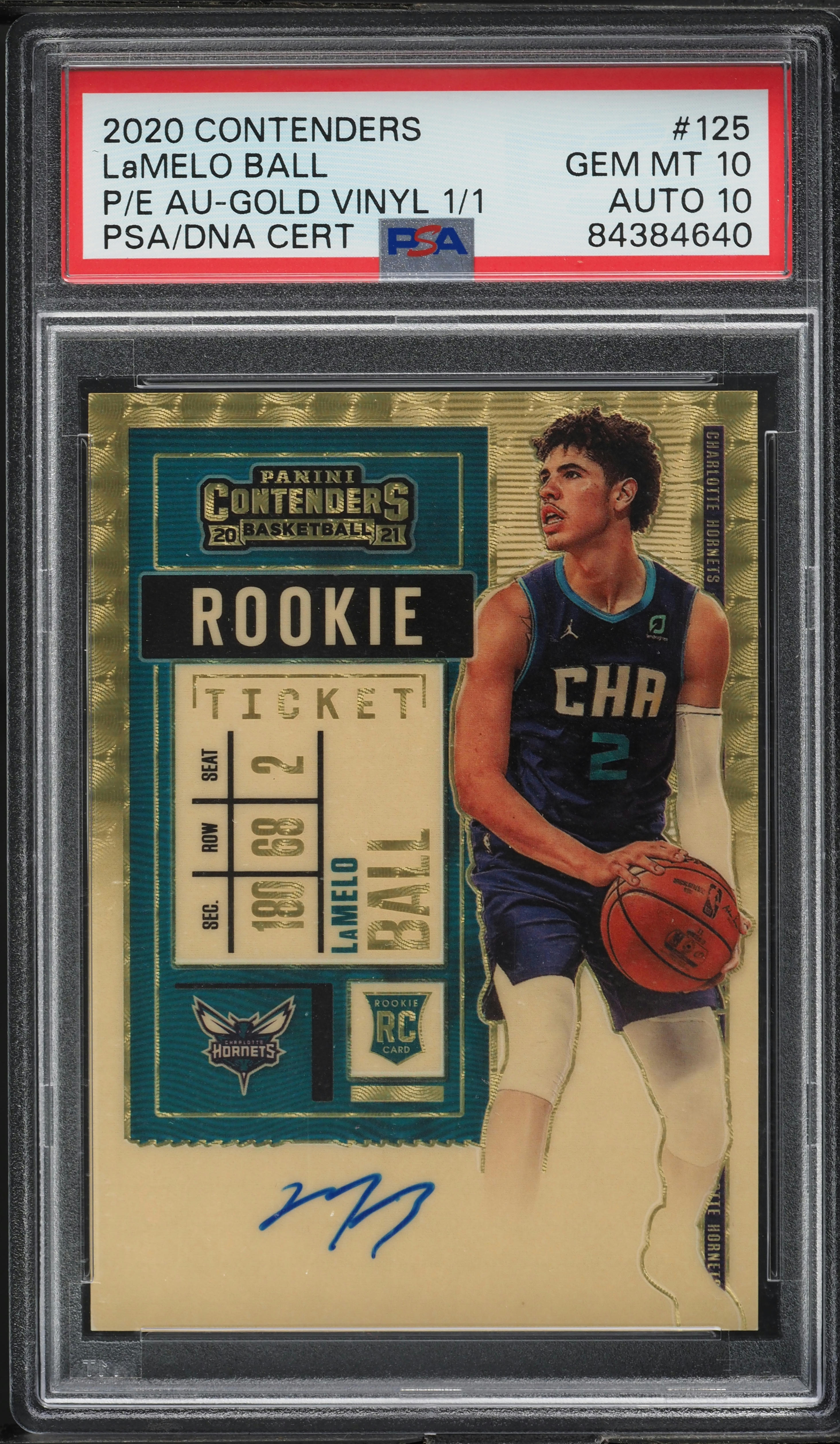 2020 Panini Contenders Gold Vinyl LaMelo Ball ROOKIE AUTO