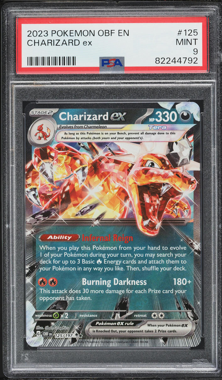 2023 Pokemon Scarlet & Violet Obsidian Flames Full Art Charizard EX #125 PSA 9 MINT