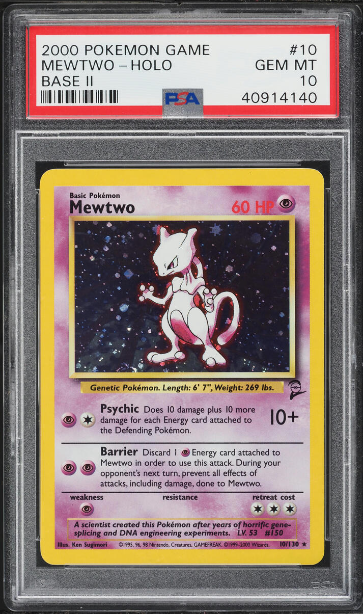 2000 Pokemon Base Set 2 Holo Mewtwo #10 PSA 10 GEM MINT