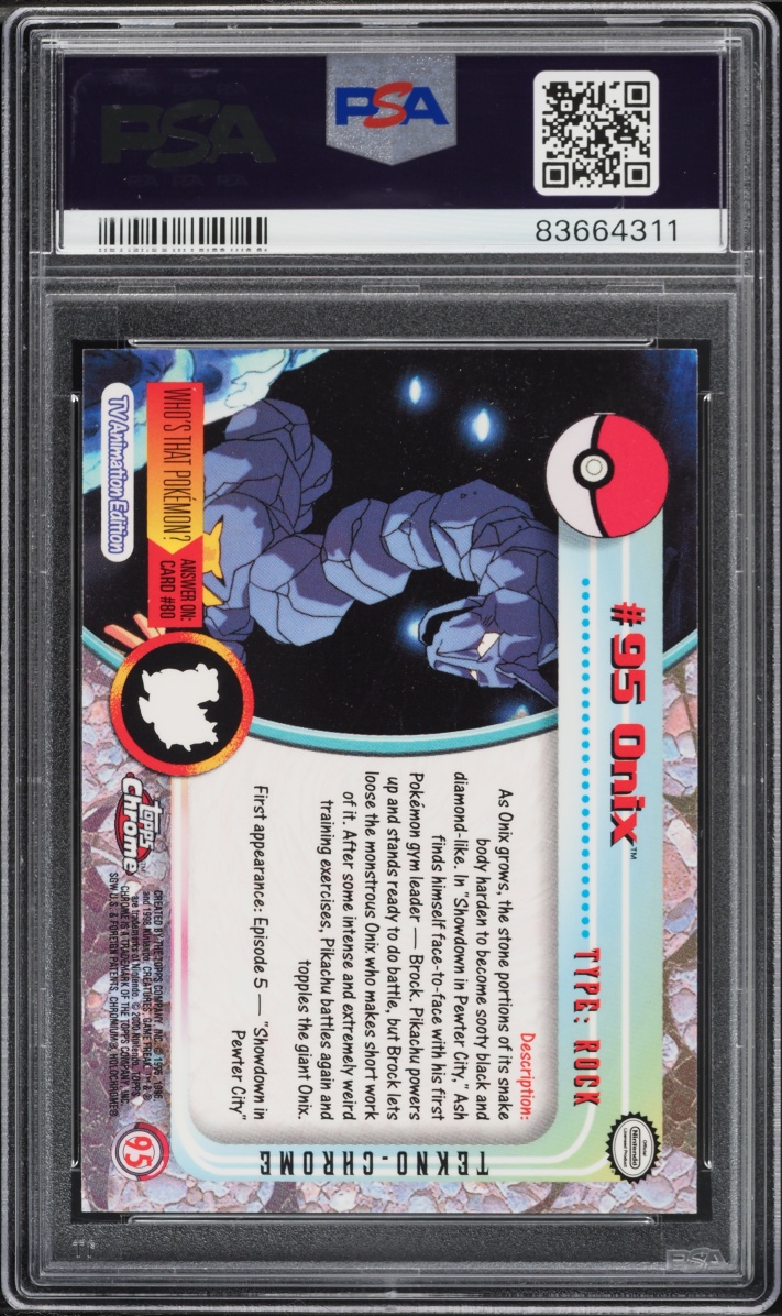 2000 Topps Chrome Pokemon Series 1 Tekno Onix #95 PSA 10 GEM MINT