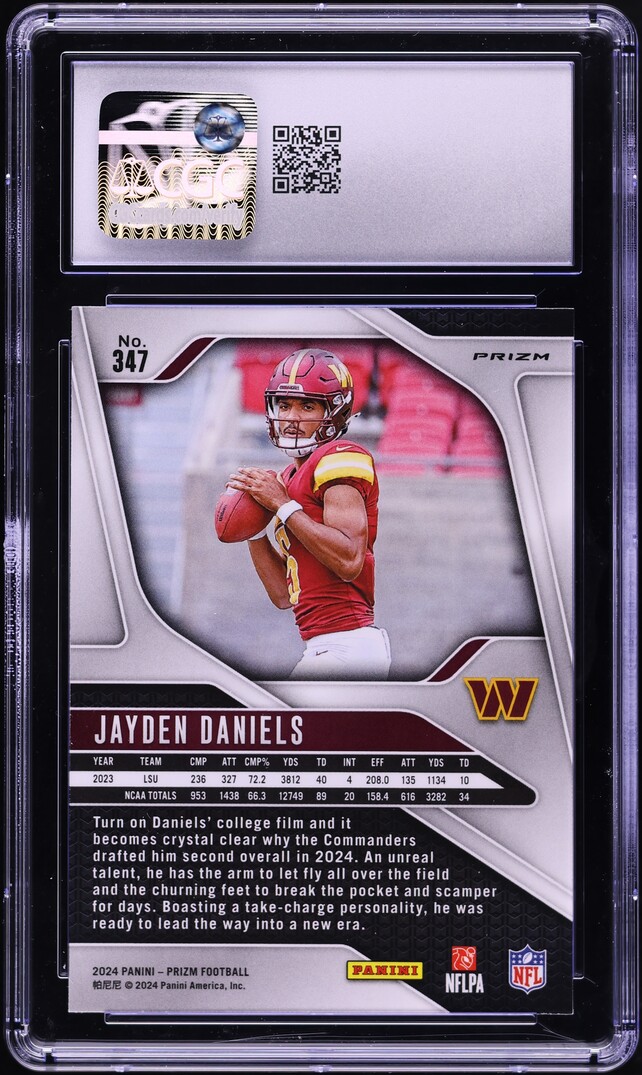 2024 Panini Prizm Silver Jayden Daniels ROOKIE #347 CGC 8 NM-MT