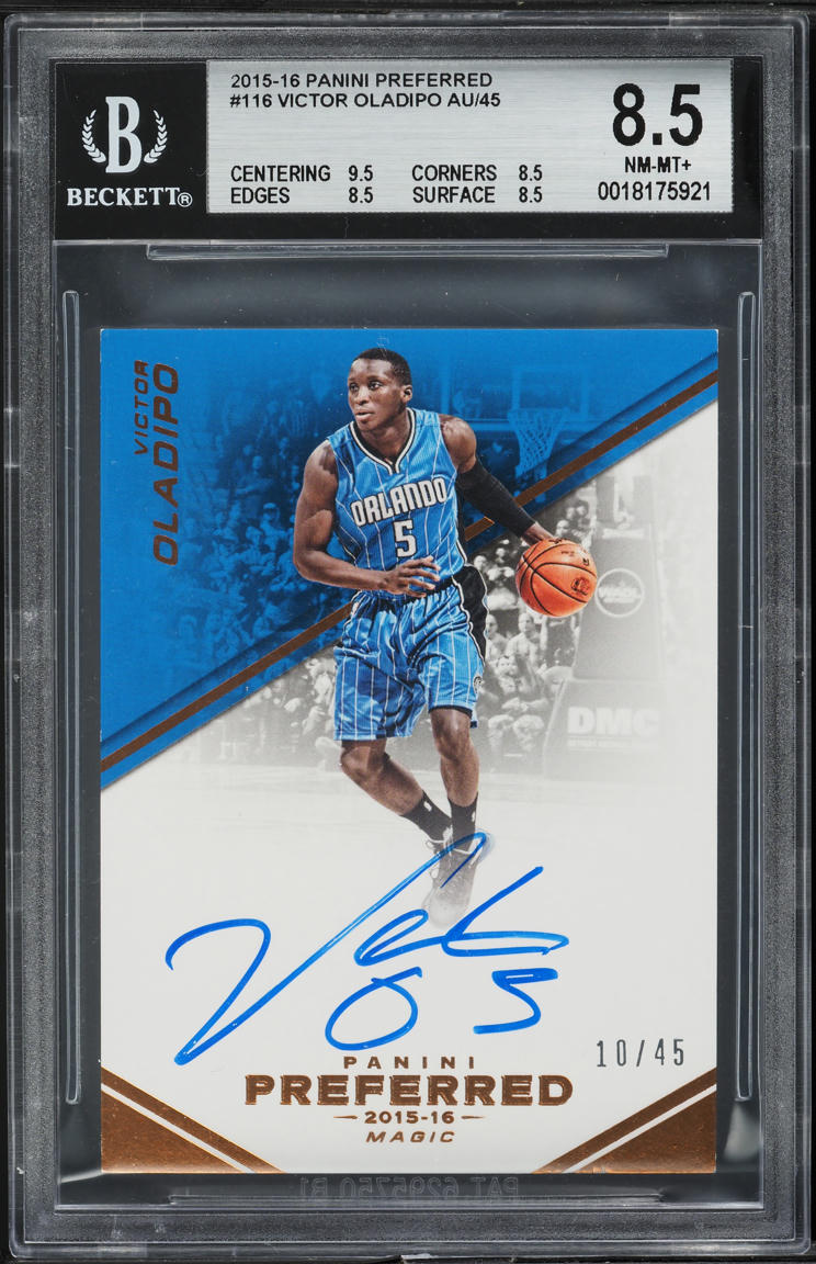 2015 Panini Preferred Victor Oladipo AUTO /45 #116 BGS 8.5 NM-MT+