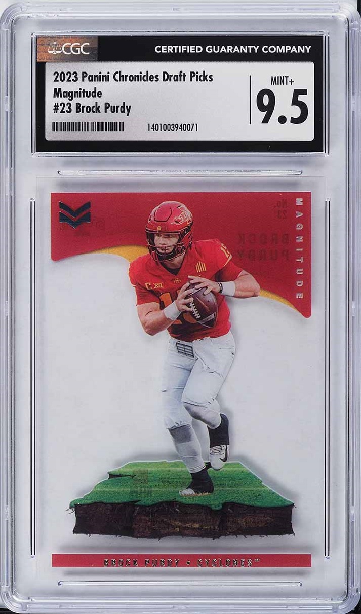 2023 Panini Chronicles Draft Picks Magnitude Brock Purdy #23 CGC 9.5 MINT+