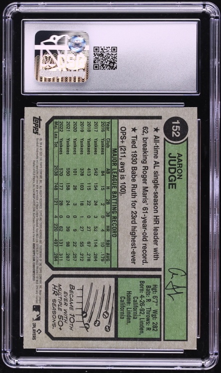 2023 Topps Heritage Aaron Judge #152 CGC 10 GEM MINT