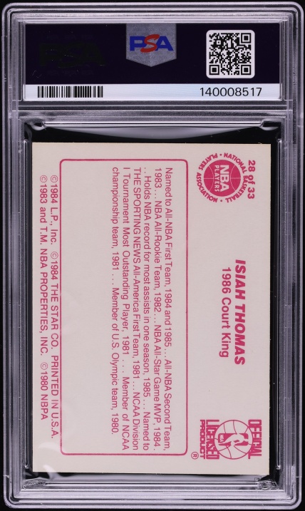 1986 Star Court Kings Isiah Thomas ROOKIE #28 PSA 8 NM-MT
