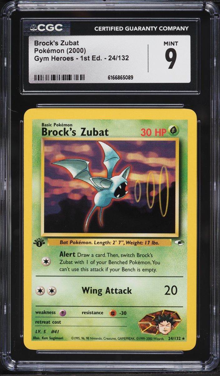 2000 Pokemon Gym Heroes 1st Edition Brock's Zubat #24 CGC 9 MINT