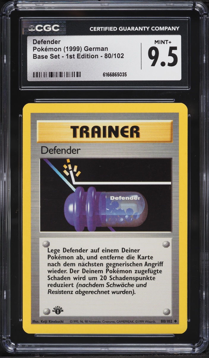 1999 Pokemon German Base Set 1st Edition Defender #80 CGC 9.5 MINT+