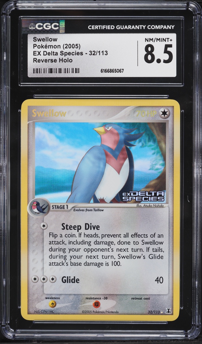 2005 Pokemon EX Delta Species Reverse Holo Swellow #32 CGC 8.5 NM-MT+