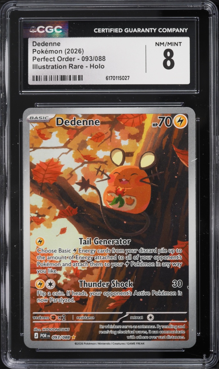 2026 Pokemon Mega Evolution Perfect Order IR Dedenne #93 CGC 8 NM-MT