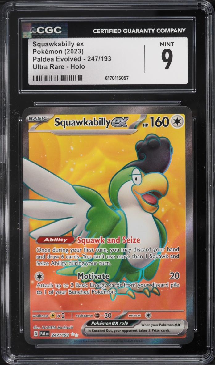 2023 Pokemon Scarlet & Violet Paldea Evolved Full Art Squawkabilly Ex #247 CGC 9 MINT