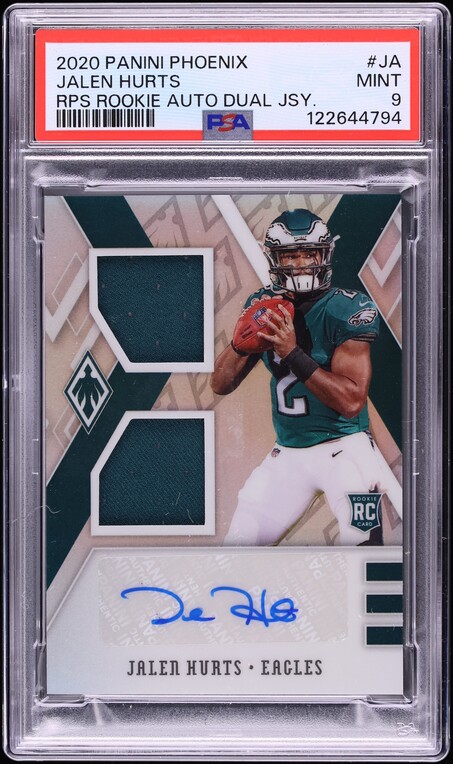 2020 Panini Phoenix Jalen Hurts ROOKIE PATCH AUTO /99 #RDA-JA PSA 9 MINT