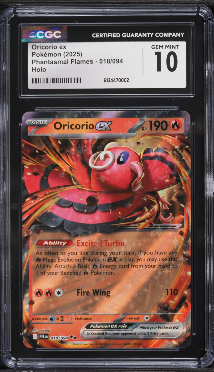 2025 Pokemon Mega Evolution Phantasmal Flames Holo Oricorio ex #18 CGC 10 GEM MINT