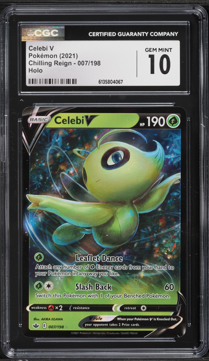 2021 Pokemon Sword & Shield Chilling Reign Holo Celebi V #7 CGC 10 GEM MINT