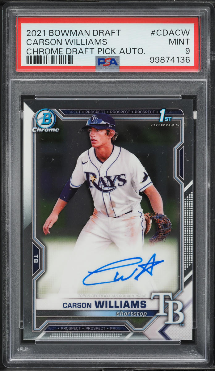 2021 Bowman Chrome Draft Carson Williams PROSPECT AUTO #CDA-CW PSA 9 MINT