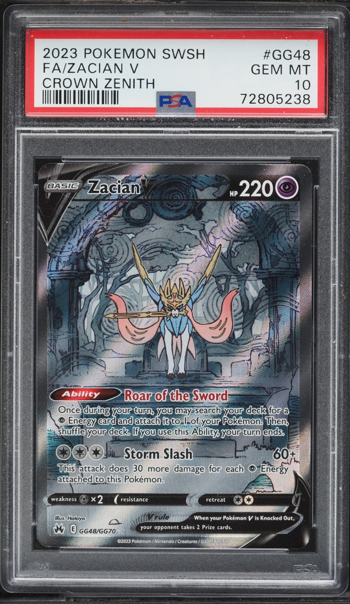 2023 Pokemon Sword & Shield Crown Zenith Full Art Zacian V #GG48 PSA 10 GEM MINT