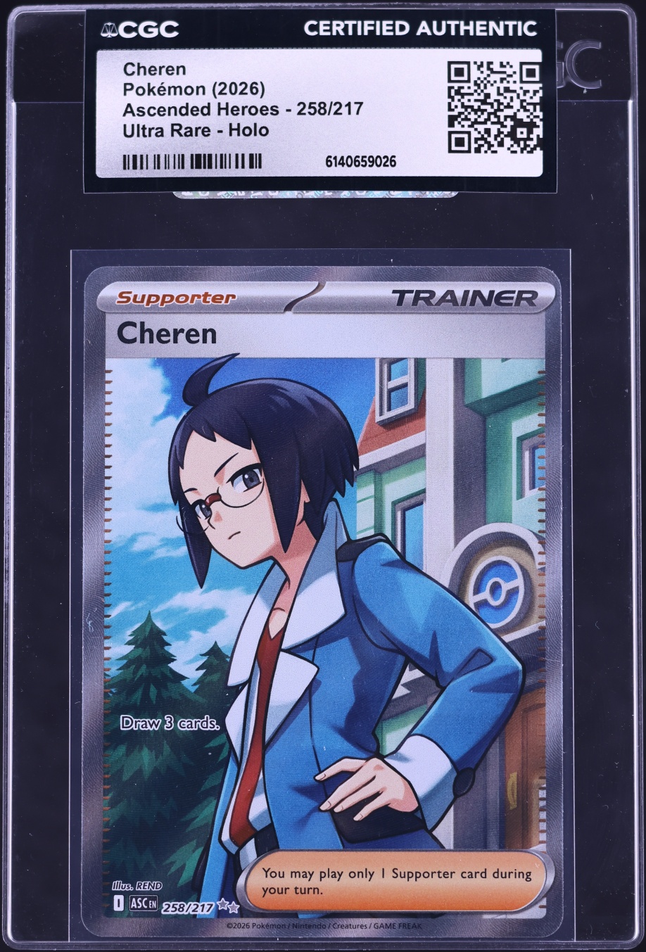 2026 Pokemon Mega Evolution Ascended Heroes Full Art Cheren #258 CGC AUTH