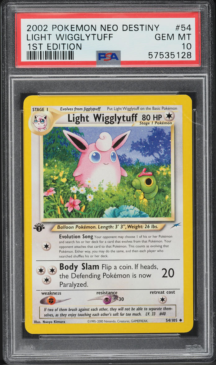 2002 Pokemon Neo Destiny 1st Edition Light Wigglytuff #54 PSA 10 GEM MINT
