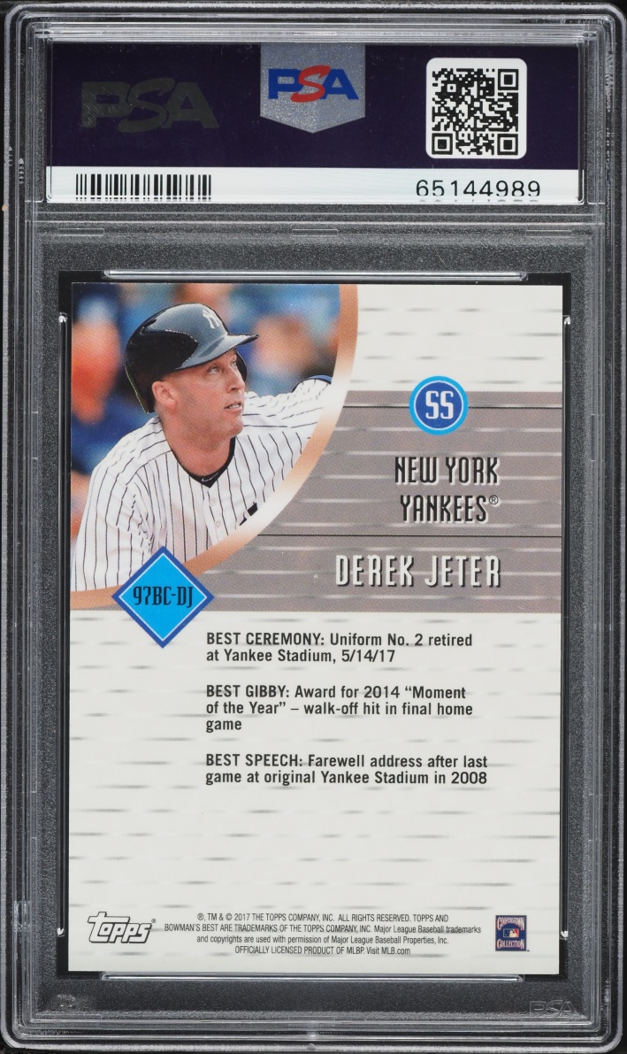 2017 Bowman's Best '97 Cuts Atomic Refractor Derek Jeter #DJ PSA 10 GEM MINT