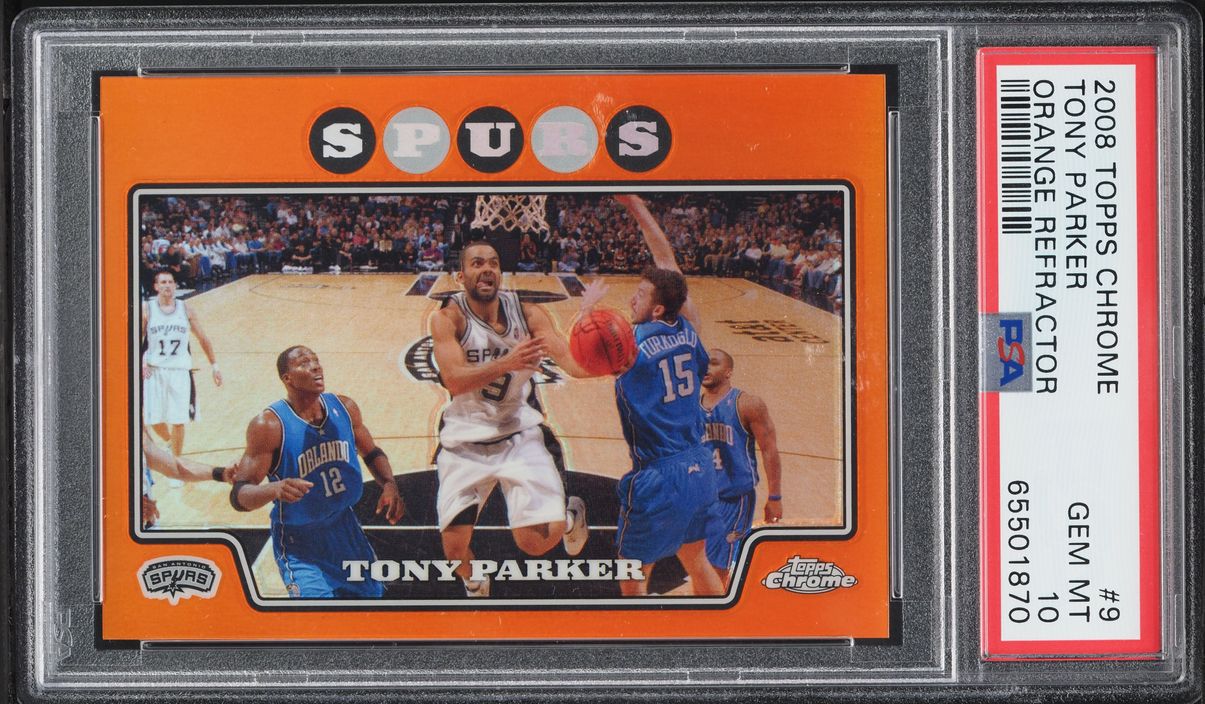 2008 Topps Chrome Orange Refractor Tony Parker /499 #9 PSA 10 GEM MINT