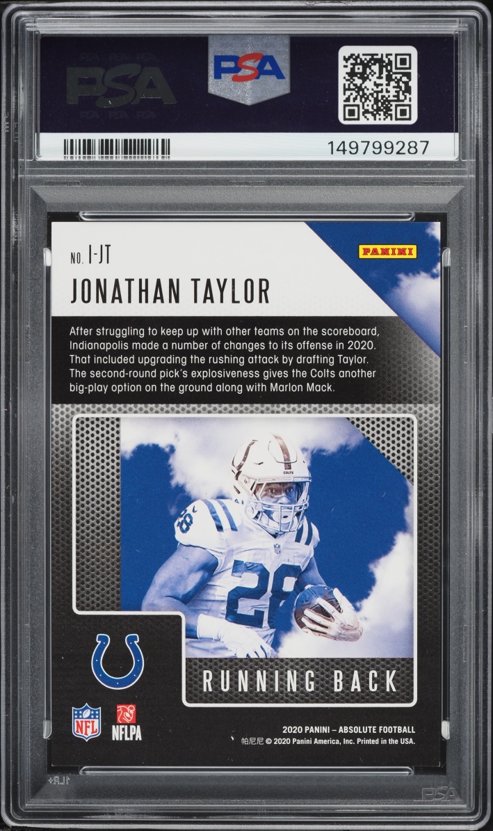 2020 Absolute Introductions Spectrum Orange Jonathan Taylor /75 #I-JT PSA 9 MINT