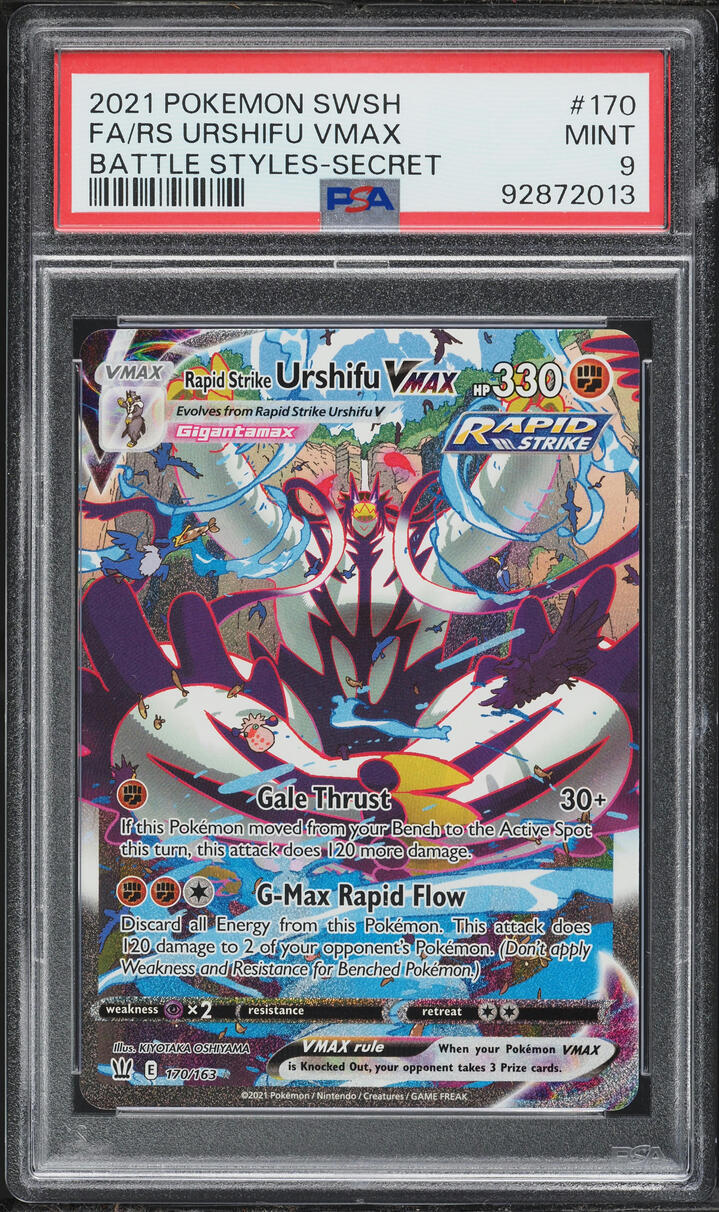 2021 Pokemon Sword & Shield Battle Styles SEC Rapid Strike Urshifu VMAX #170 PSA 9 MINT