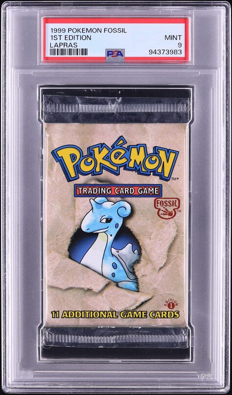 1999 Pokemon Fossil 1st Edition Booster Pack Lapras Art PSA 9 MINT