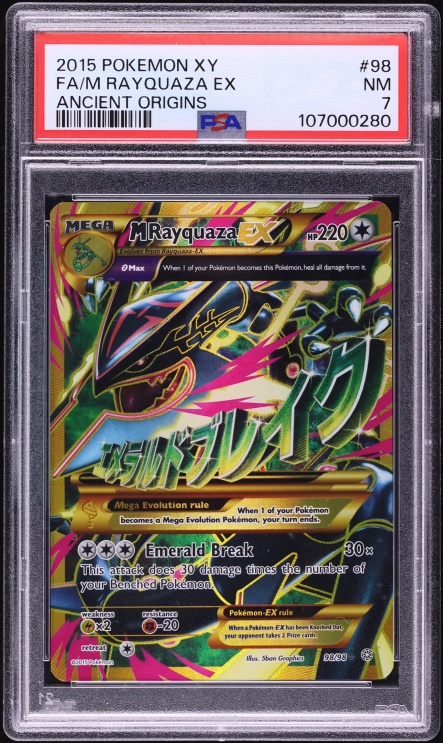 2015 Pokemon XY Ancient Origins Full Art M Rayquaza EX #98 PSA 7 NRMT