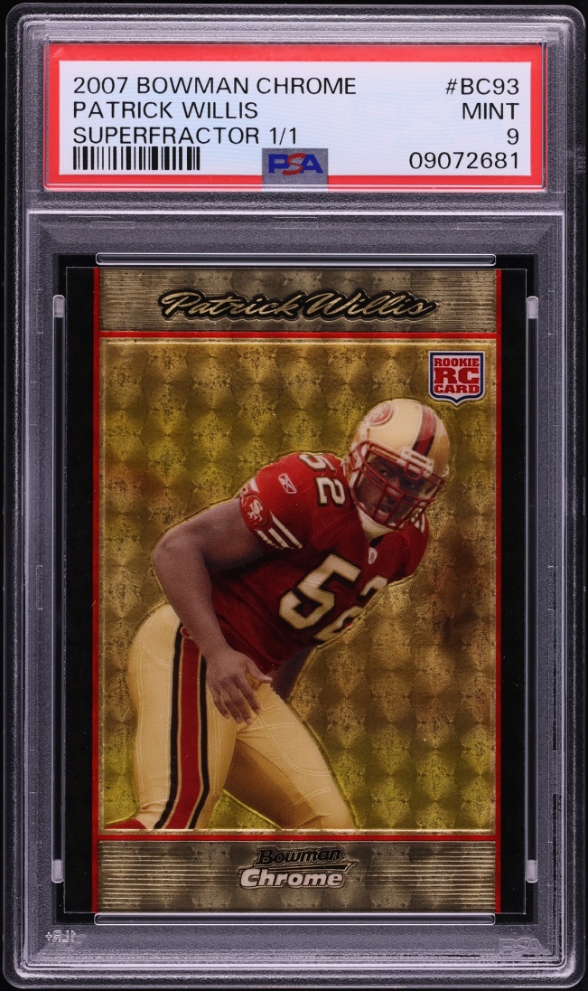 2007 Bowman Chrome Superfractor Patrick Willis ROOKIE 1/1 #BC93 PSA 9 MINT