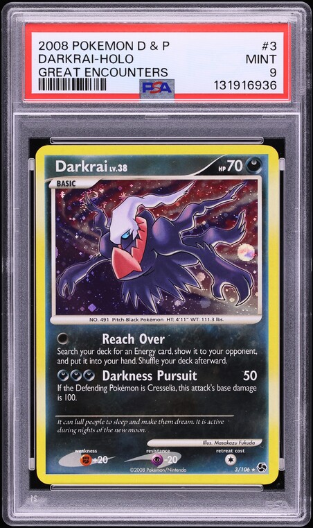 2008 Pokemon Diamond & Pearl Great Encounters Holo Darkrai #3 PSA 9 MINT