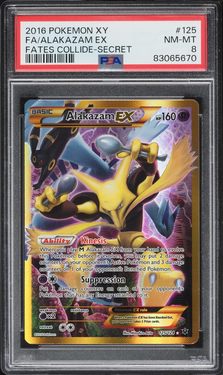2016 Pokemon XY Fates Collide SEC Alakazam EX #125 PSA 8 NM-MT
