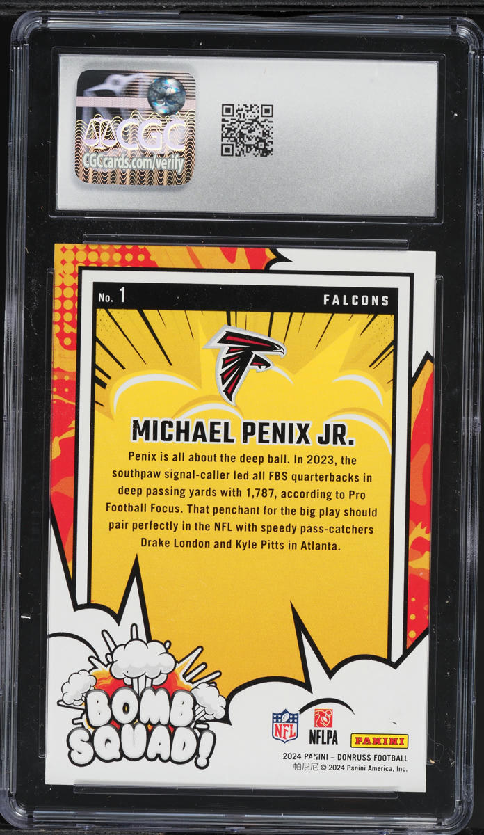 2024 Donruss Bomb Squad! Michael Penix Jr. ROOKIE #1 CGC 10 GEM MINT