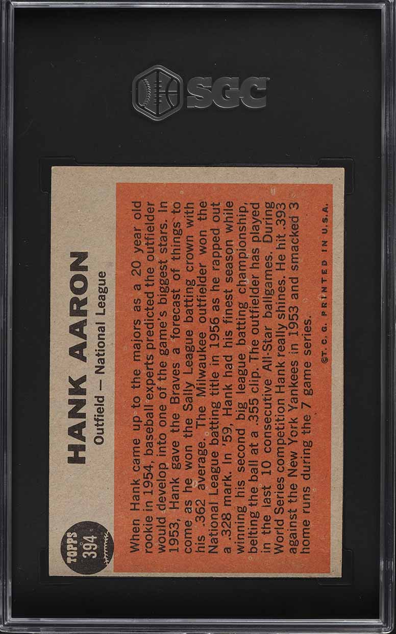 1962 Topps Hank Aaron ALL-STAR #394 SGC 6 EXMT