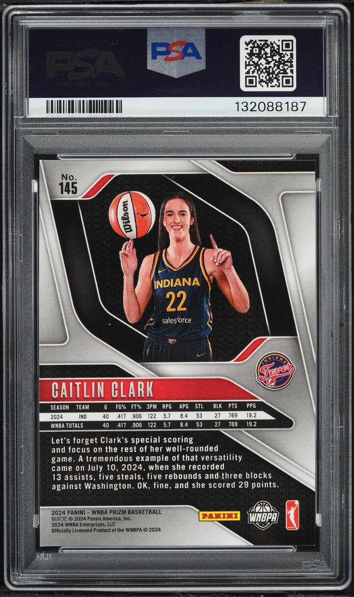 2024 Panini Prizm WNBA Caitlin Clark ROOKIE #145 PSA 8 NM-MT