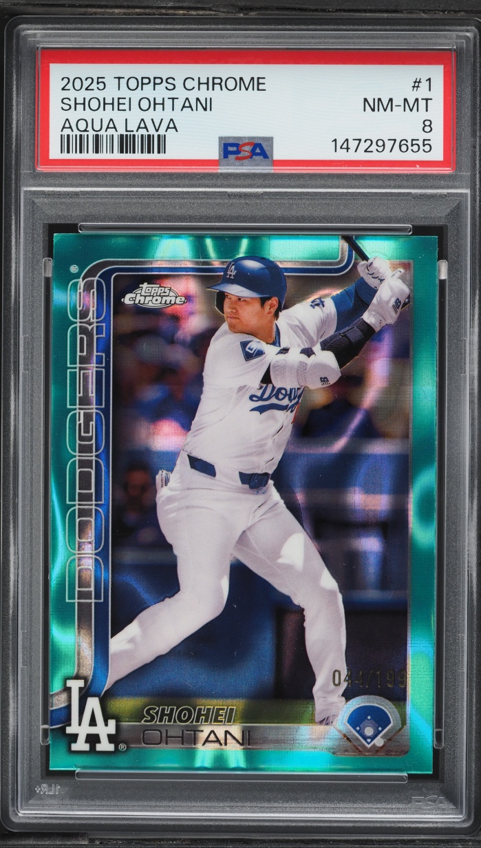 2025 Topps Chrome Aqua Lava Shohei Ohtani /199 #1 PSA 8 NM-MT