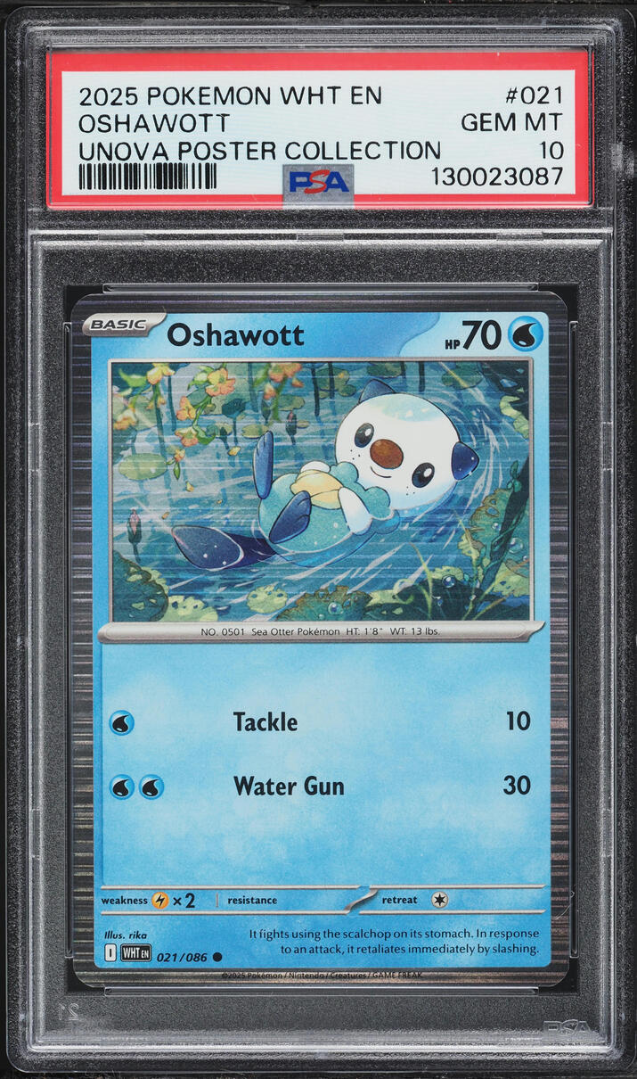 2025 Pokemon Scarlet & Violet White Flare Unova Poster Collection Oshawott #21 PSA 10 GEM MINT