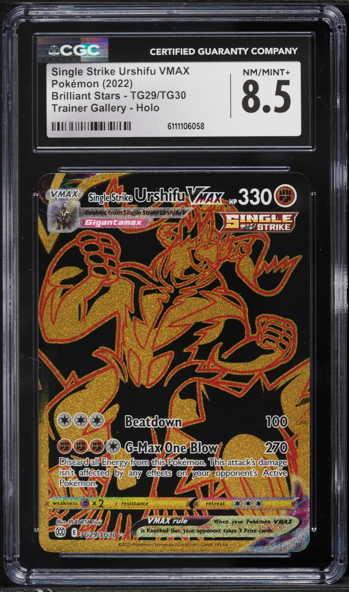 2022 Pokemon Sword & Shield Brilliant Stars CHR Single Strike Urshifu VMAX #TG29 CGC 8.5 NM-MT+